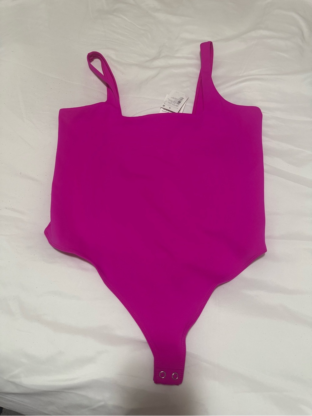 Good American Hot Pink Square Neck Bodysuit